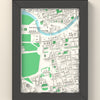 3D Berlin Map Framed - 3D printed Berlin map in a black wooden A5 frame, lit from the side