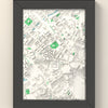 3D Birmingham Map Framed - 3D printed Birmingham map in a black wooden A5 frame, lit from the side