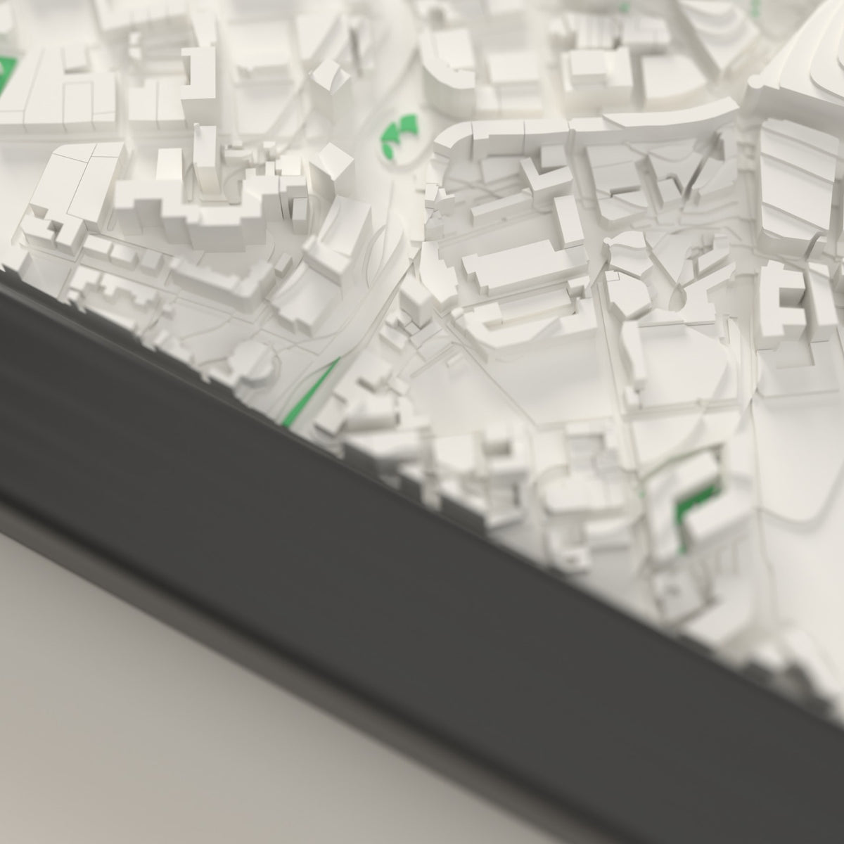 3D Birmingham Map Framed - Close-up of the raised streets of Birmingham on the 3D printed map