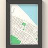 3D Blundell Park Map Framed - 3D printed Blundell Park map in a black wooden A5 frame, lit from the side
