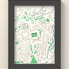 3D Bramall Lane Map Framed - 3D printed Bramall Lane map in a black wooden A5 frame, lit from the side