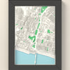 3D Brighton Map Framed - 3D printed Brighton map in a black wooden A5 frame, lit from the side