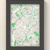 3D Bruges Map Framed - 3D printed Bruges map in a black wooden A5 frame, lit from the side
