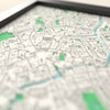 3D Bruges Map Framed - Close-up across the 3D Bruges map showing the raised streets and buildings