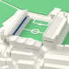 3D Brunton Park Map Framed - Close-up of the 3D printed Brunton Park: the Warwick Road End triple gable, the big East Stand roof and blue seats