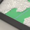 3D Brunton Park Map Framed - Close-up of the raised streets and buildings around Brunton Park on the 3D printed map