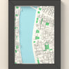 3D Budapest Map Framed - 3D printed Budapest map in a black wooden A5 frame, lit from the side