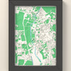 3D Cambridge Map Framed - 3D printed Cambridge map in a black wooden A5 frame, lit from the side