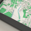 3D Cambridge Map Framed - Close-up of the raised streets of Cambridge on the 3D printed map