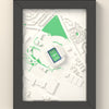 3D Cardiff City Stadium Map Framed - 3D printed Cardiff City Stadium map in a black wooden A5 frame, lit from the side