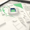 3D Cardiff City Stadium Map Framed - Close-up across the 3D map showing the Cardiff City Stadium stands and green pitch standing up from the streets
