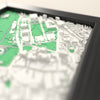 3D Cardiff Map Framed - Close-up across the 3D Cardiff map showing the raised streets and buildings