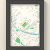 3D Carrow Road Map Framed - 3D printed Carrow Road map in a black wooden A5 frame, lit from the side