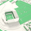 3D Celtic Park Map Framed - Detail of the 3D printed Celtic Park: every stand modelled from the real ground, seats in green