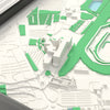 3D Cheltenham Racecourse Map Framed - Cheltenham Racecourse on the 3D printed map, seen from above the corner of the course