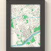3D Chester Map Framed - 3D printed Chester map in a black wooden A5 frame, lit from the side