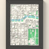 3D Chicago Map Framed - 3D printed Chicago map in a black wooden A5 frame, lit from the side