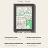 3D Chicago Map Framed - What you get: A5 3D city map, 14.8 x 21 cm, in a black wooden frame
