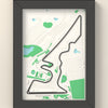 3D Circuit of the Americas Map Framed - 3D printed Circuit of the Americas map in a black wooden A5 frame, the track raised in dark grey