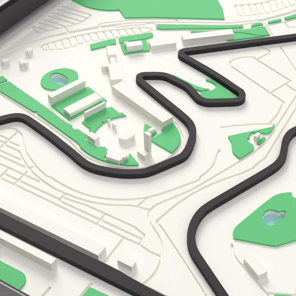 3D Circuit of the Americas Map Framed - The start of the lap on the 3D printed Circuit of the Americas map