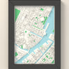 3D Copenhagen Map Framed - 3D printed Copenhagen map in a black wooden A5 frame, lit from the side
