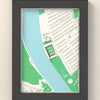 3D Craven Cottage Map Framed - 3D printed Craven Cottage map in a black wooden A5 frame, lit from the side