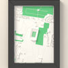 3D Craven Park Map Framed - 3D printed Craven Park map in a black wooden A5 frame, lit from the side