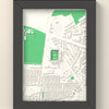 3D Deepdale Map Framed - 3D printed Deepdale map in a black wooden A5 frame, lit from the side