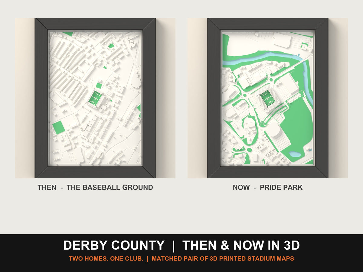 3D Derby County Then & Now Stadium Set | The Baseball Ground + Pride Park 3D Maps