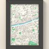 3D Dublin Map Framed - 3D printed Dublin map in a black wooden A5 frame, lit from the side
