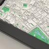 3D Dublin Map Framed - Close-up of the raised streets of Dublin on the 3D printed map