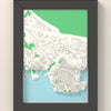 3D Dubrovnik Map Framed - 3D printed Dubrovnik map in a black wooden A5 frame, lit from the side