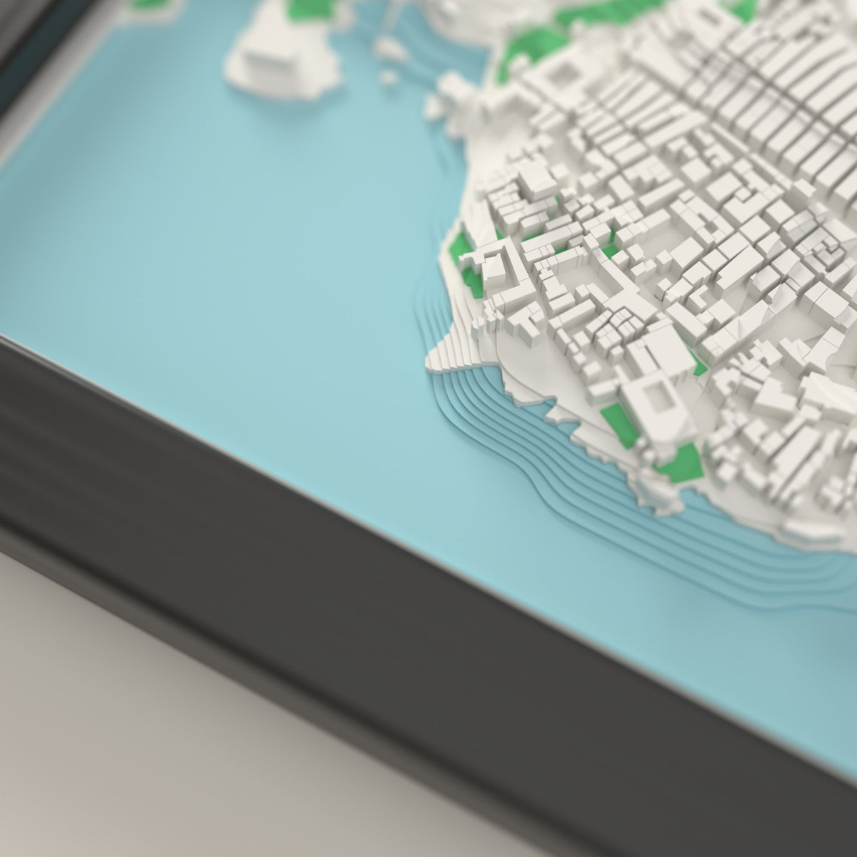 3D Dubrovnik Map Framed - Close-up of the raised streets of Dubrovnik on the 3D printed map