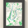 3D Durham Map Framed - 3D printed Durham map in a black wooden A5 frame, lit from the side
