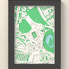 3D Easter Road Map Framed - 3D printed Easter Road map in a black wooden A5 frame, lit from the side