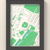 3D Edgbaston Cricket Ground Map Framed - 3D printed Edgbaston map in a black wooden A5 frame, lit from the side