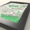 3D Edinburgh Map Framed - Close-up across the 3D Edinburgh map showing the raised streets and buildings