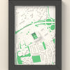 3D Elland Road Map Framed - 3D printed Elland Road map in a black wooden A5 frame, lit from the side