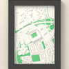 3D Elland Road Map Framed - 3D printed Elland Road map in a black wooden A5 frame, lit from the side