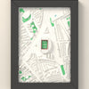 3D Emirates Stadium Map Framed - 3D printed Emirates Stadium map in a black wooden A5 frame, lit from the side