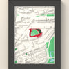 3D Fenway Park Map Framed - 3D printed Fenway Park map in a black wooden A5 frame, lit from the side