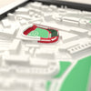 3D Fenway Park Map Framed - Close-up across the 3D map showing the Fenway Park stands and green field standing up from the streets