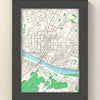 3D Florence Map Framed - 3D printed Florence map in a black wooden A5 frame, lit from the side