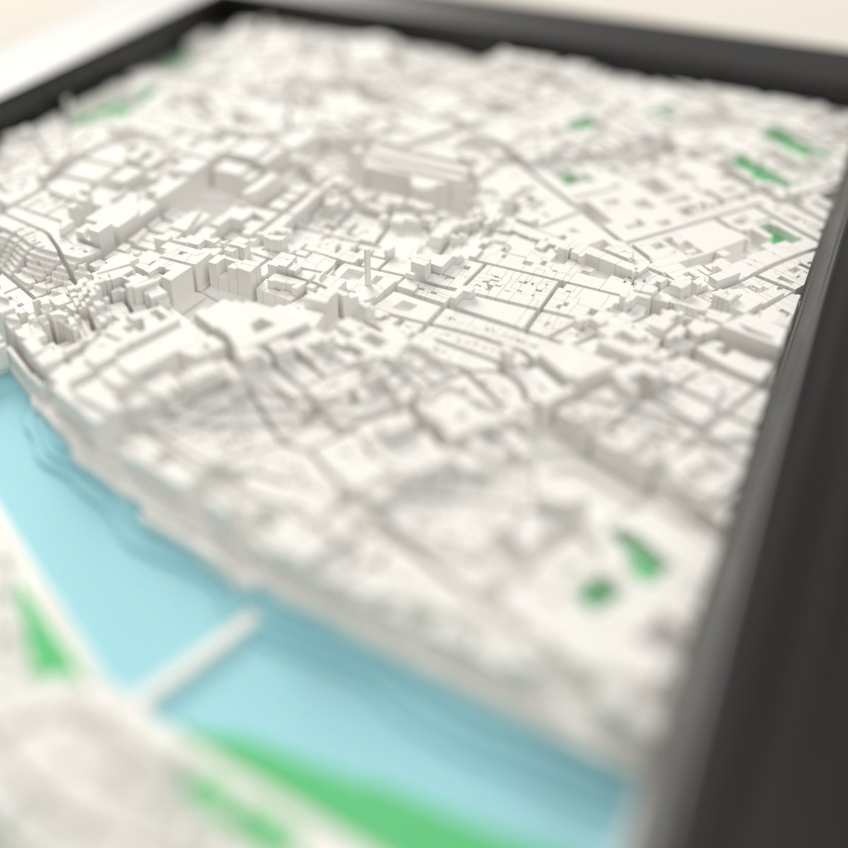 3D Florence Map Framed - Close-up across the 3D Florence map showing the raised streets and buildings