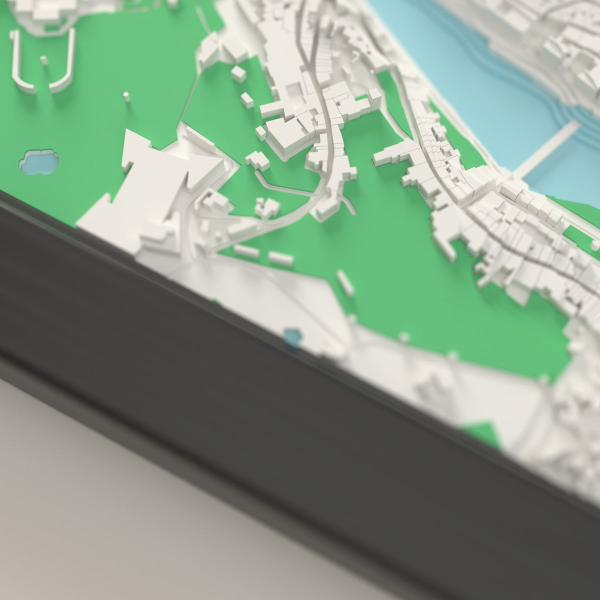3D Florence Map Framed - Close-up of the raised streets of Florence on the 3D printed map