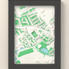 3D Franklin's Gardens Map Framed - 3D printed Franklin's Gardens map in a black wooden A5 frame, lit from the side