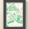 3D Franklin's Gardens Map Framed - 3D printed Franklin's Gardens map in a black wooden A5 frame, lit from the side
