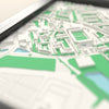 3D Franklin's Gardens Map Framed - Close-up across the 3D map showing the Franklin's Gardens stands and green pitch standing up from the streets