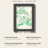 3D Franklin's Gardens Map Framed - What you get: A5 3D stadium map, 14.8 x 21 cm, in a black wooden frame