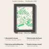 3D Franklin's Gardens Map Framed - What you get: A5 3D stadium map, 14.8 x 21 cm, in a black wooden frame
